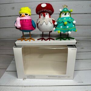 3pc Featherly‎ Friends Mini Fabric Christmas Bird Figurines WonderShop Brights